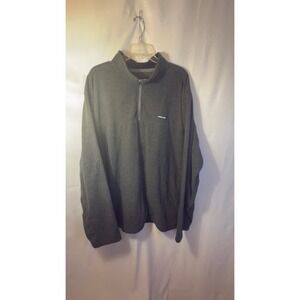 Lands End Mens 3XL T Charcoal Gray Fleece Quarter Zip Pullover Long Sleeve